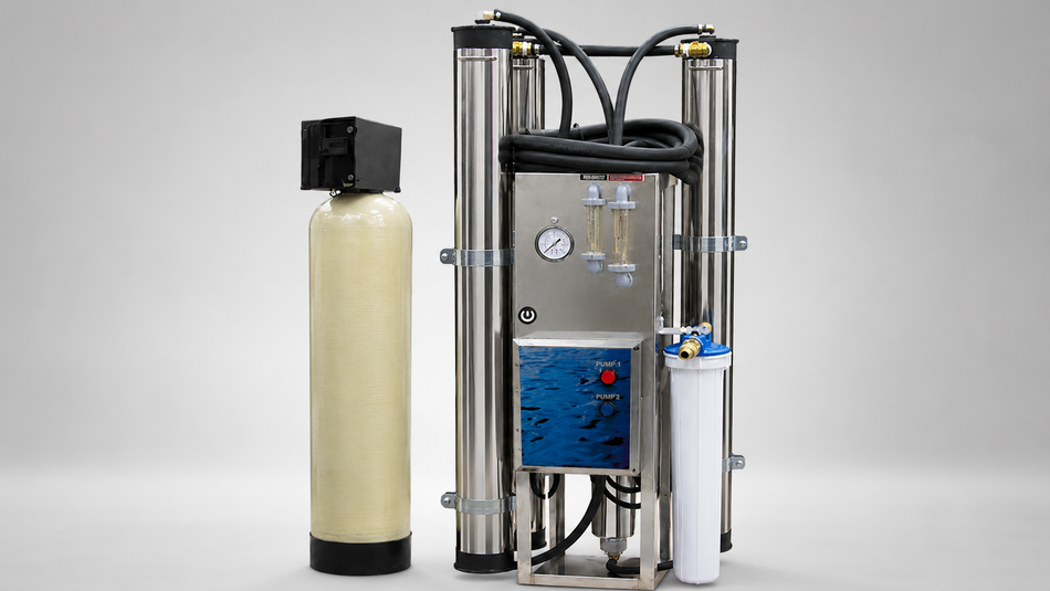 Commercial reverse osmosis filtration system.