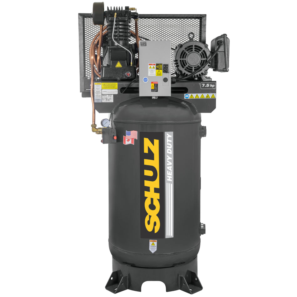 Schulz P7580VL30X-1, 80 Gallon Piston Air Compressor, 21.6 CFM, 7.5 HP
