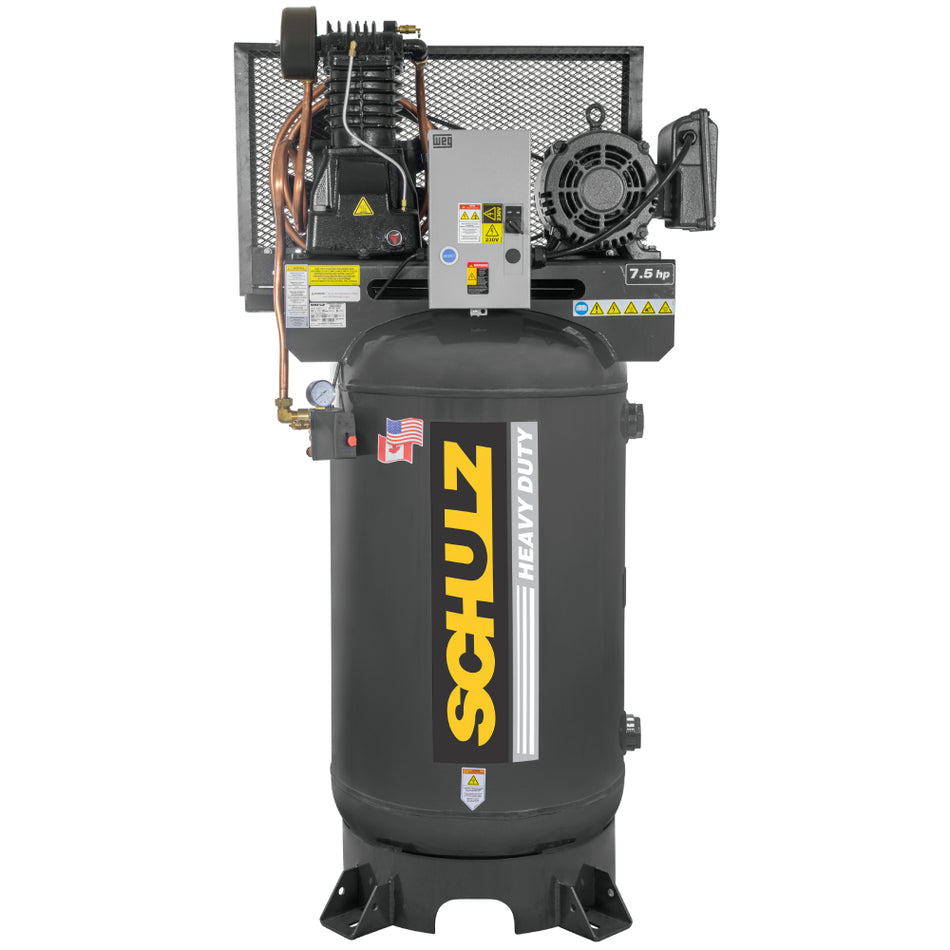 Schulz P7580VL30X-3, 80 Gallon Piston Air Compressor, 21.6 CFM, 7.5 HP