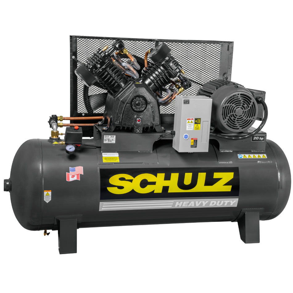 Schulz P20120HLV80BR, 120 Gallon Piston Air Compressor, 58 CFM, 20 HP