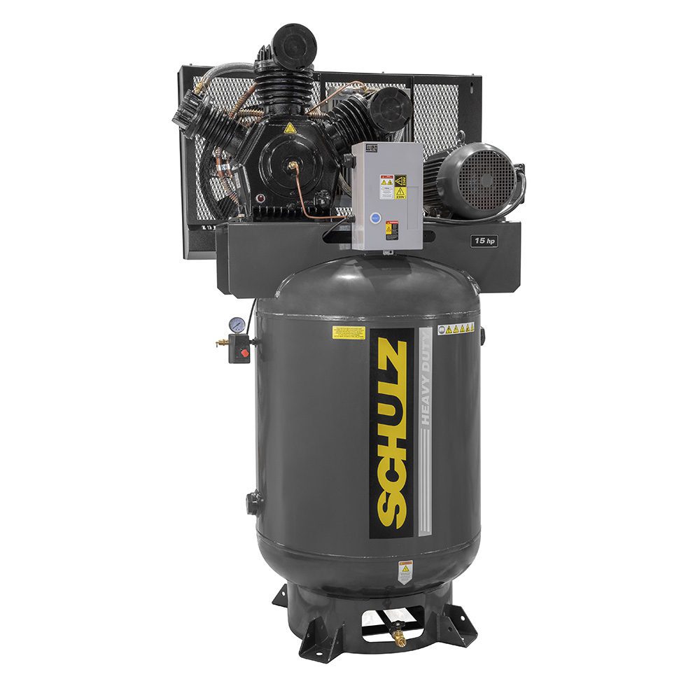 Schulz 15120VW60X-3, 120 Gallon Piston Air Compressor, 45.2 CFM, 15 HP