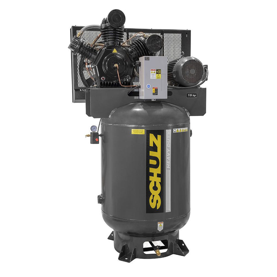 Schulz 15120VW60X-3, 120 Gallon Piston Air Compressor, 45.2 CFM, 15 HP