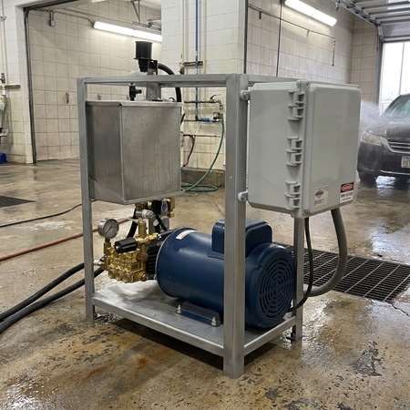 1300 PSI Heavy Duty Car Wash Equipment in use inside a car wash bay