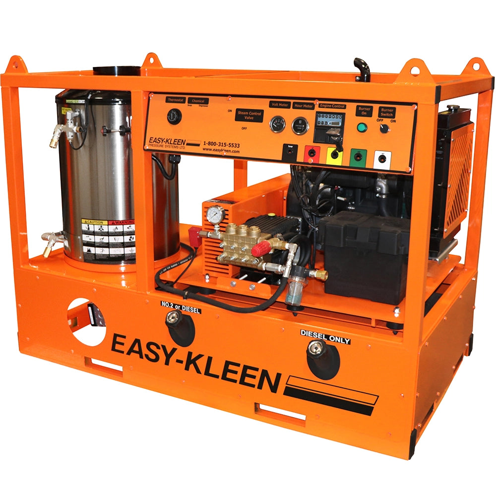 5000 PSI @ 5 GPM Industrial Oil Fired Hot Water - Belt Drive 26 HP 12V 500,000 BTU Pressure Washer