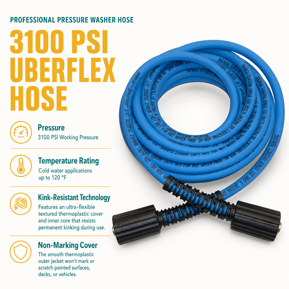 Infographic for the 3100 PSI Uberflex Hose
