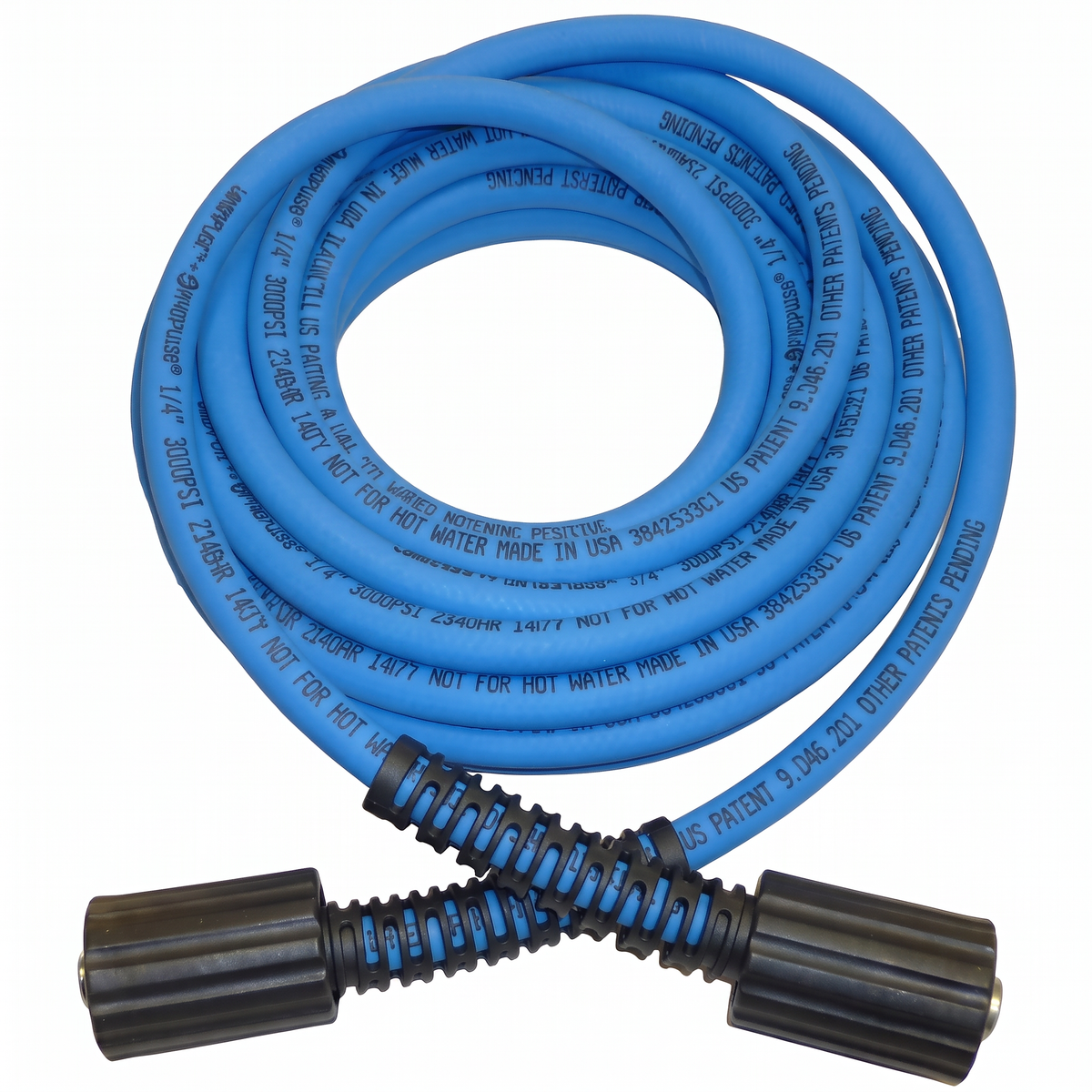Coiled blue ProPulse 3100 PSI Uberflex pressure washer hose with M22 fittings