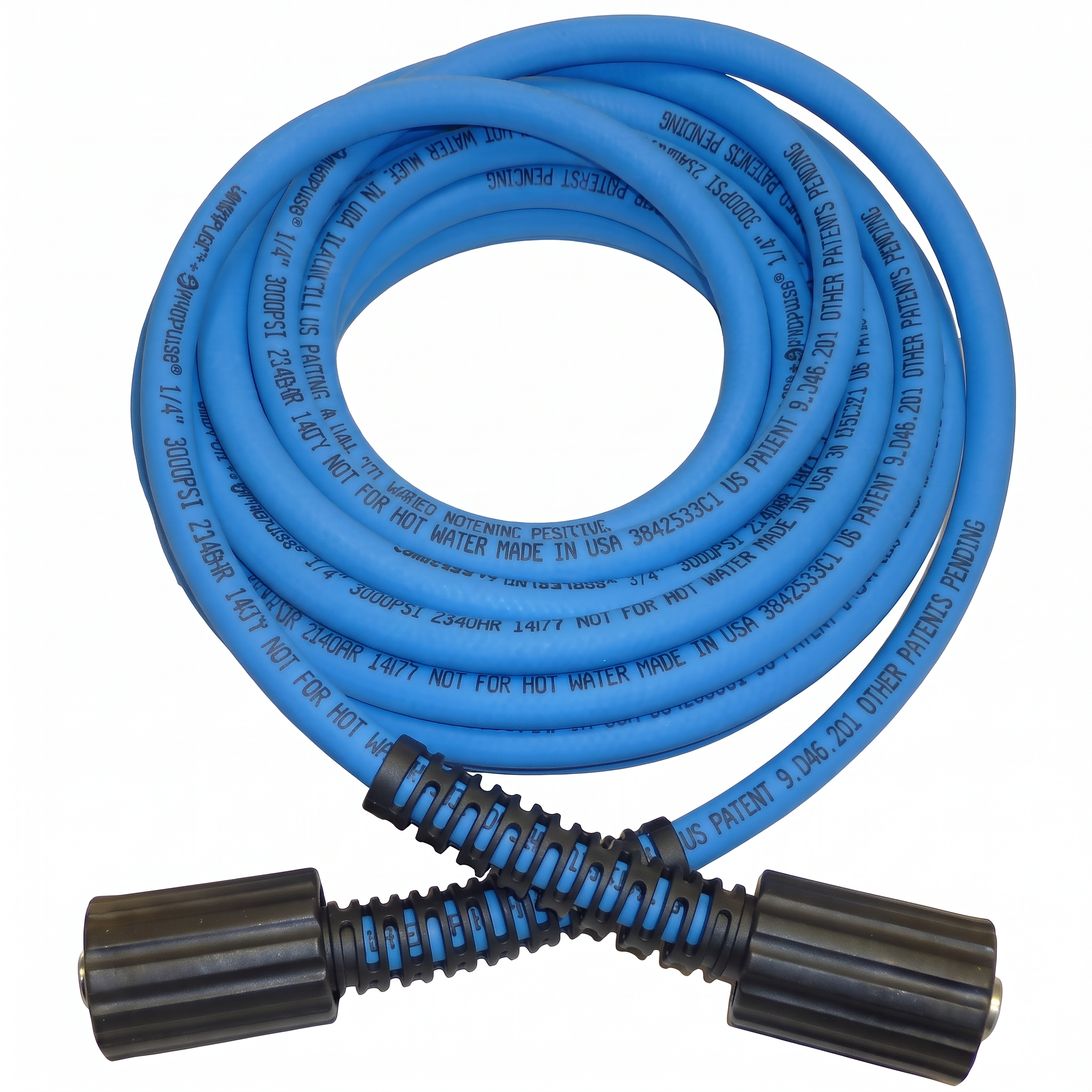 Coiled blue ProPulse 3100 PSI Uberflex pressure washer hose with M22 fittings