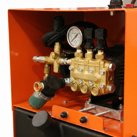 3000PSI @ 8GPM Industrial Electric Powered Hot Water - Oil Fired 20HP Belt Drive 208/440/575V-3PH Skid Mounted Pressure Washer