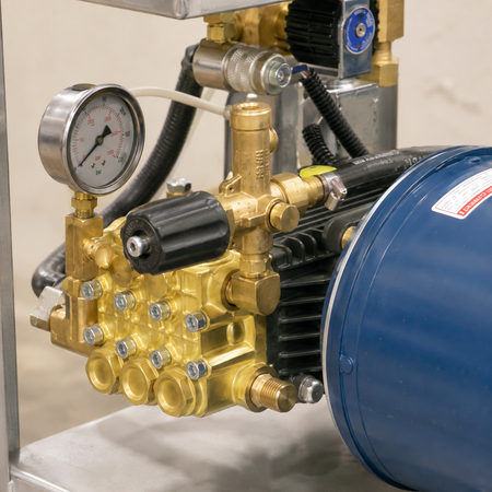 Close-up of the pump of the Economy High Pressure Wash Pump Station Package