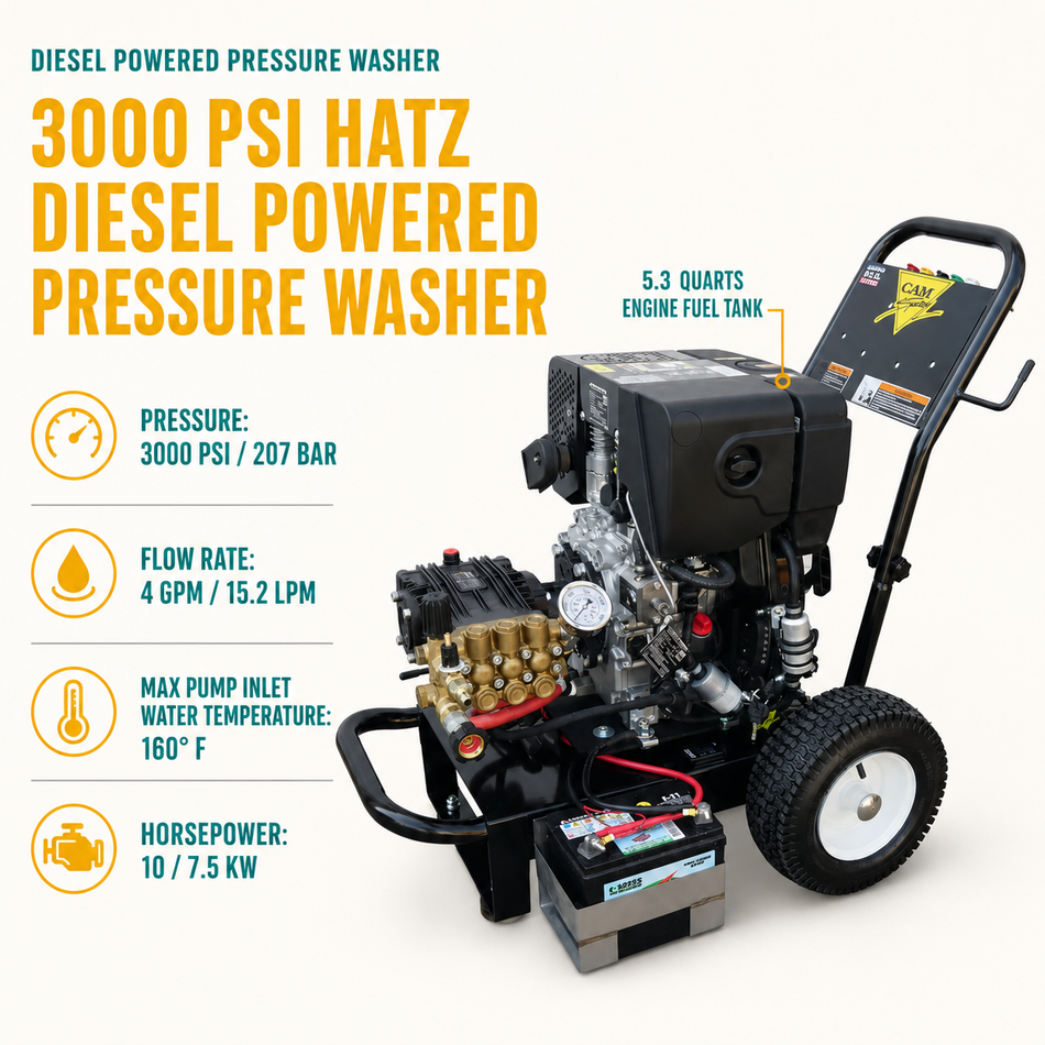 hatz diesel powered pressure washer infographic