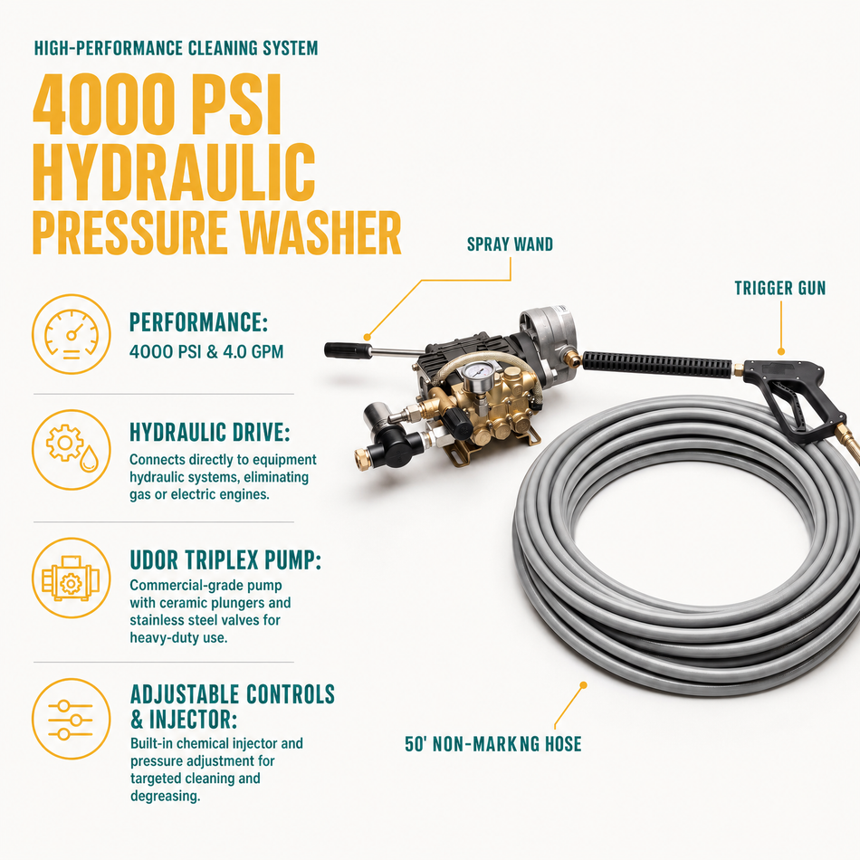 4000 PSI Hydraulic Pressure Washer infographic