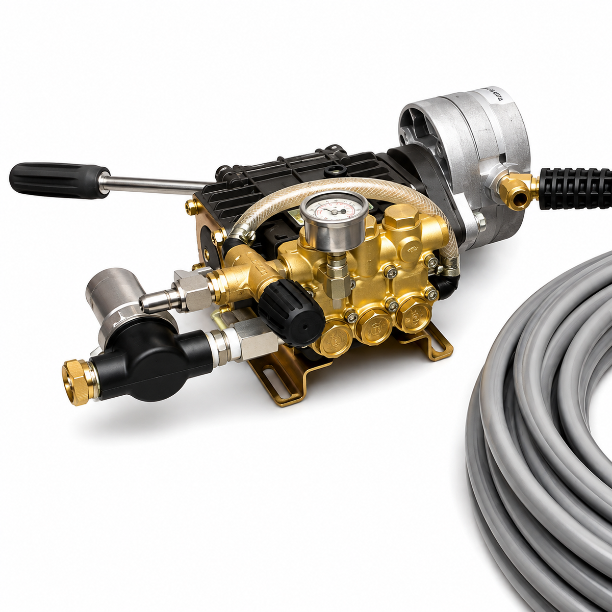 A close-up of the pump of 4000 PSI Hydraulic Pressure Washer