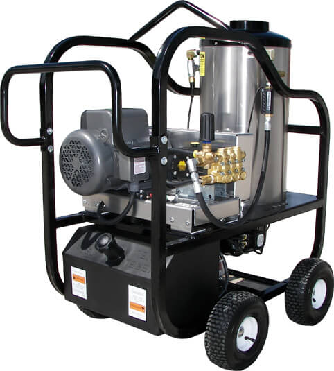 Hot Shot Series 4 wheel portability hot water Pressure Washer, 4.0 GPM @ 3000 psi, 7.5hp, 230V/1PH/33A engine, GP pump