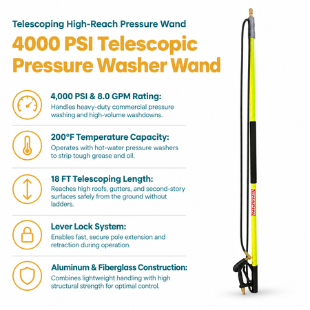 Infographic of the 4000 PSI Telescopic Pressure Washer Wand
