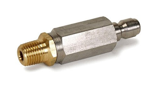 Stainless steel MPT inline water filter.