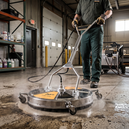 30" SS WHIRL-A-WAY SURFACE CLEANER ARM WITH CASTERS 8GPM 5000 PSI