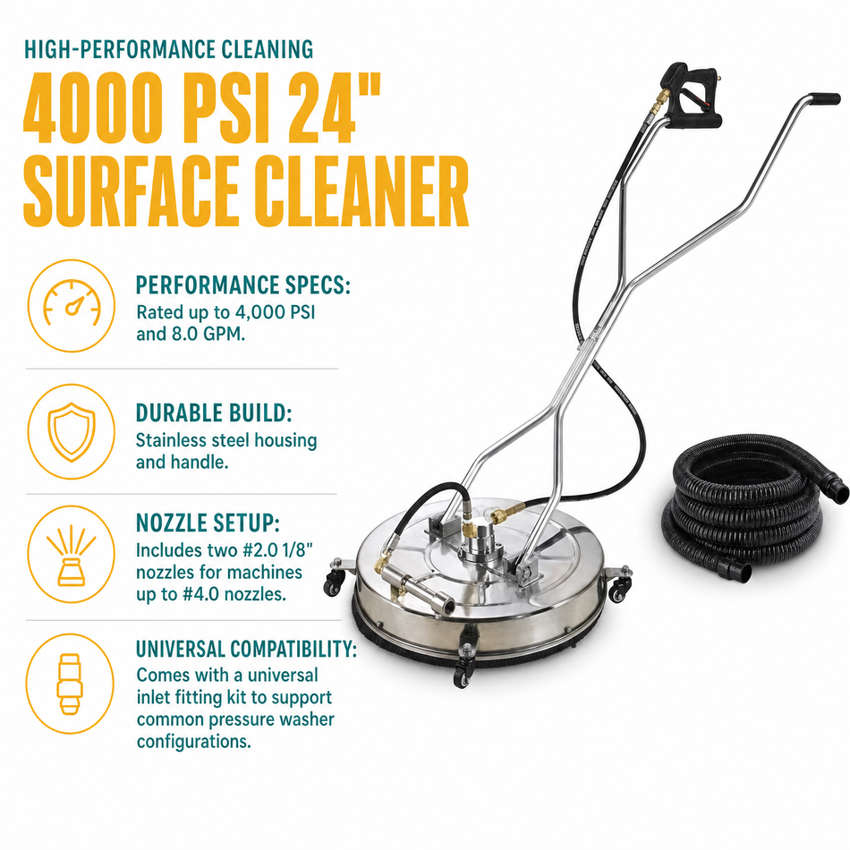 4000 PSI 24 inch Power Washer Surface Cleaner infographic