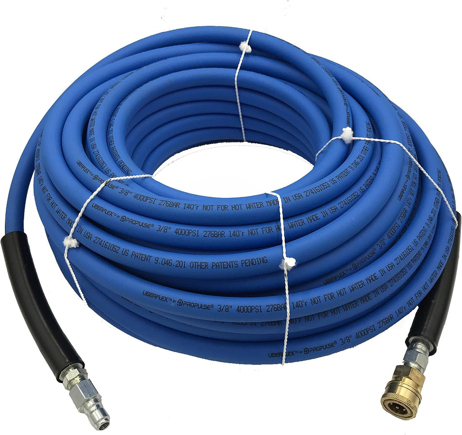 UBERFLEX 4000 PSI Blue Flexible & Light Weight Hose w/QC Couplers (100 Feet)