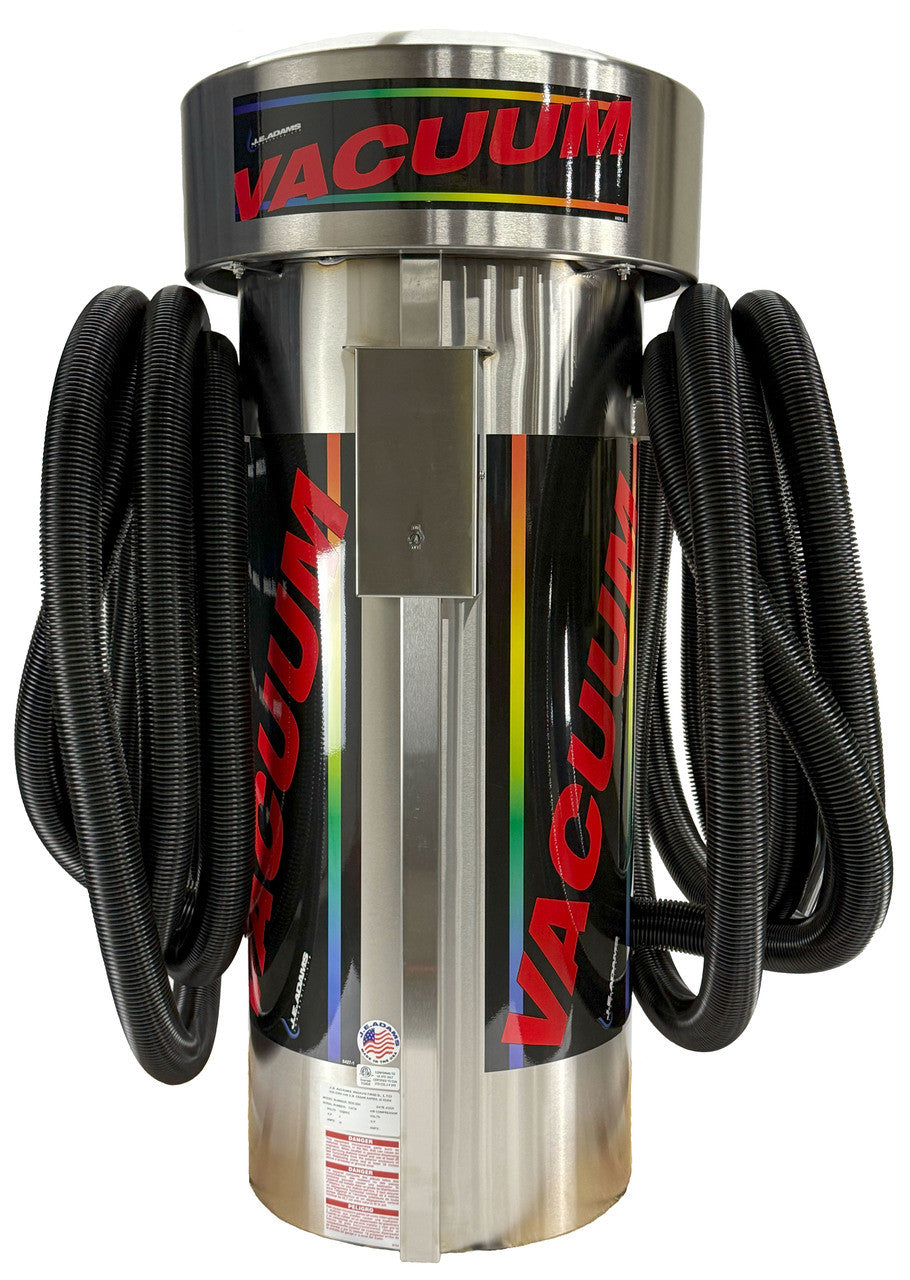 3-Motor Large Stainless Steel Dome Commercial Vacuum - Dual Hose