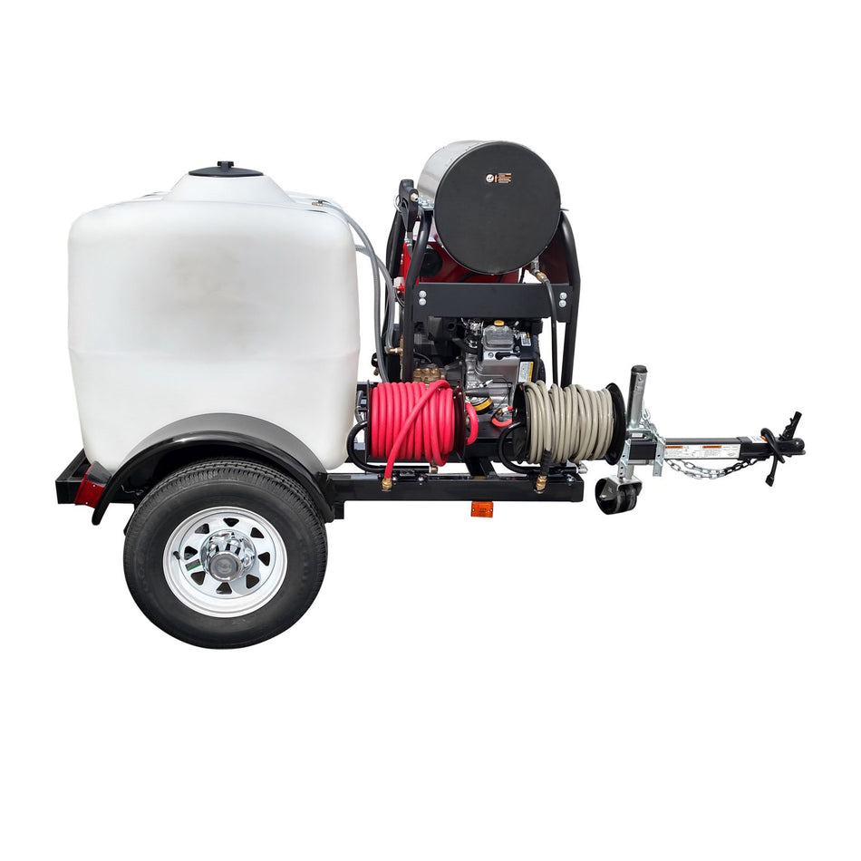 Trailer Pressure Washer with 479cc Vanguard E-Start 4000 @ 4gpm 200gal Comet 9' LOA, 200gal tank, 3500lb axle