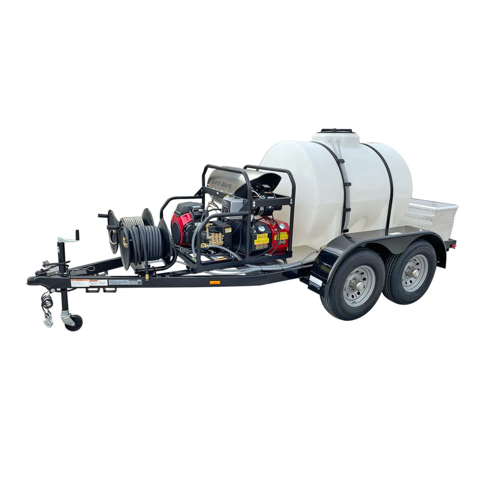 Trailer Pressure Washer with Honda GX630 E-Start 3500 @5.5 525 gal General Pump 525gal tank 4500 lb double axle & tool box & chemical meter tank