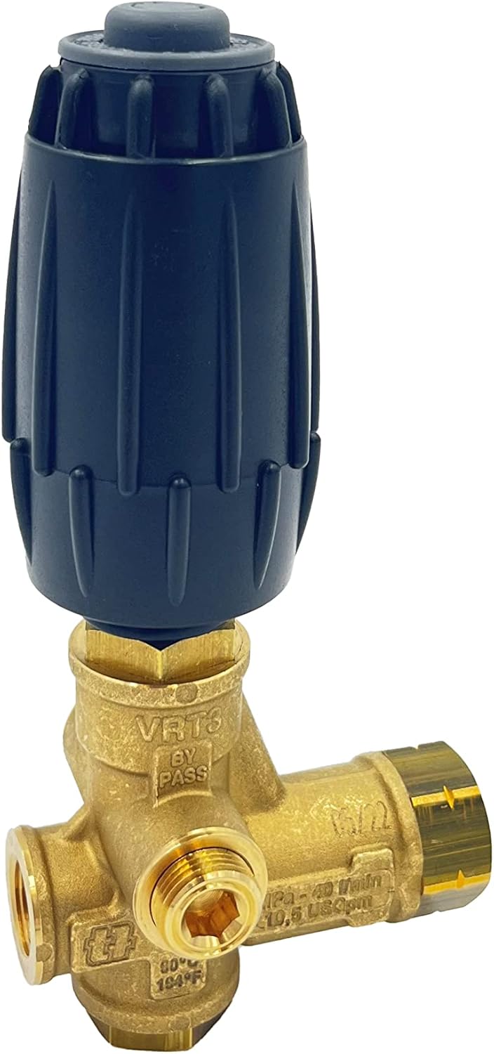 Unloader with Easy Start, Inlet : 3/8" MNPT, Outlet : 3/8" MNPT, Bypass : 3/8" FNPT, 4500 psi, 8.0 GPM, 194 Degree F Temperature, Black/Brass