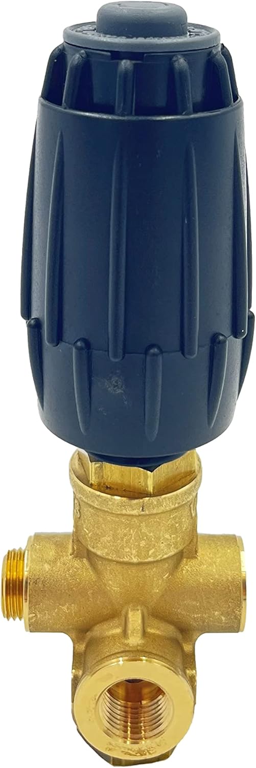 Unloader with Easy Start, Inlet : 3/8" MNPT, Outlet : 3/8" MNPT, Bypass : 3/8" FNPT, 4500 psi, 8.0 GPM, 194 Degree F Temperature, Black/Brass
