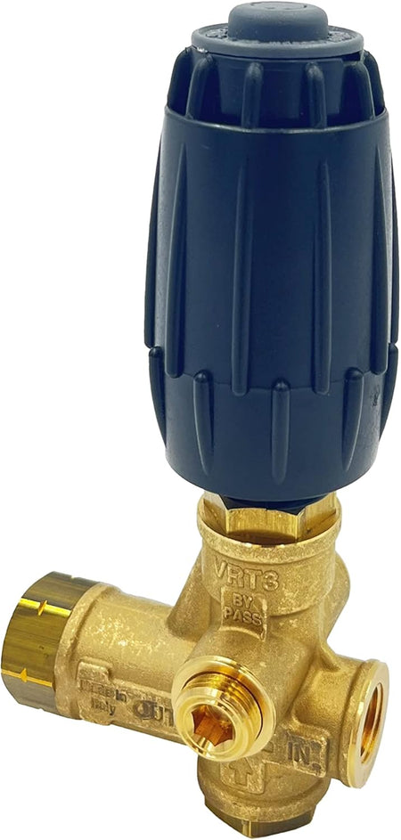 Unloader with Easy Start, Inlet : 3/8" MNPT, Outlet : 3/8" MNPT, Bypass : 3/8" FNPT, 4500 psi, 8.0 GPM, 194 Degree F Temperature, Black/Brass