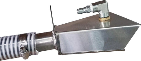 side view of sludge pump attachment with an attached suction hose.