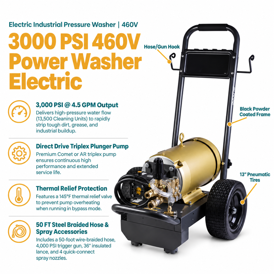 Infographic of the 3000 PSI Power Washer Electric.
