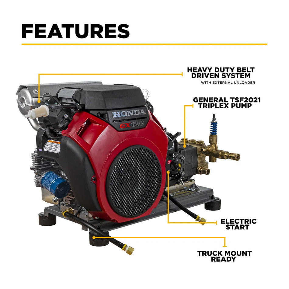 4,000 PSI 8.2 GPM Truck Mount Gas Pressure Washer with Honda GX690 Engine