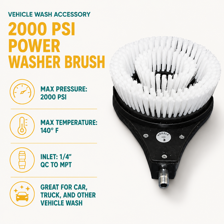 White Nylon Bristles Rotating Brush infographic