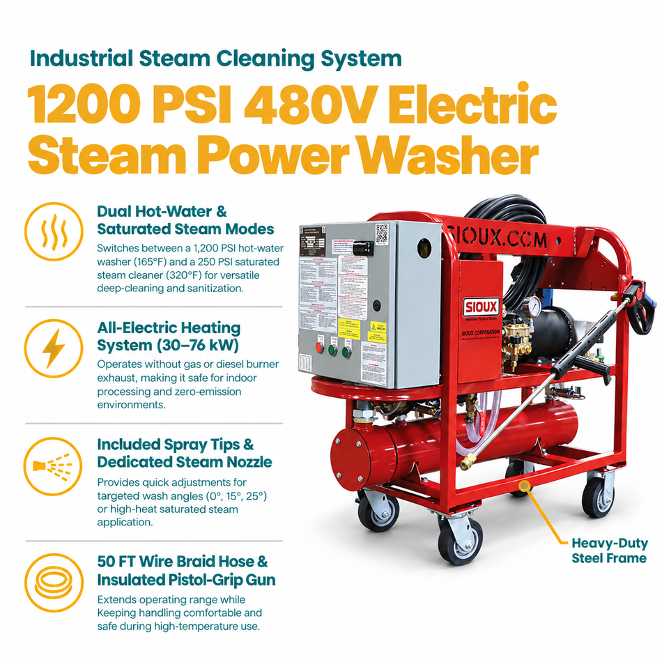 Infographic of the 1200 PSI Electric Steam Power Washer
