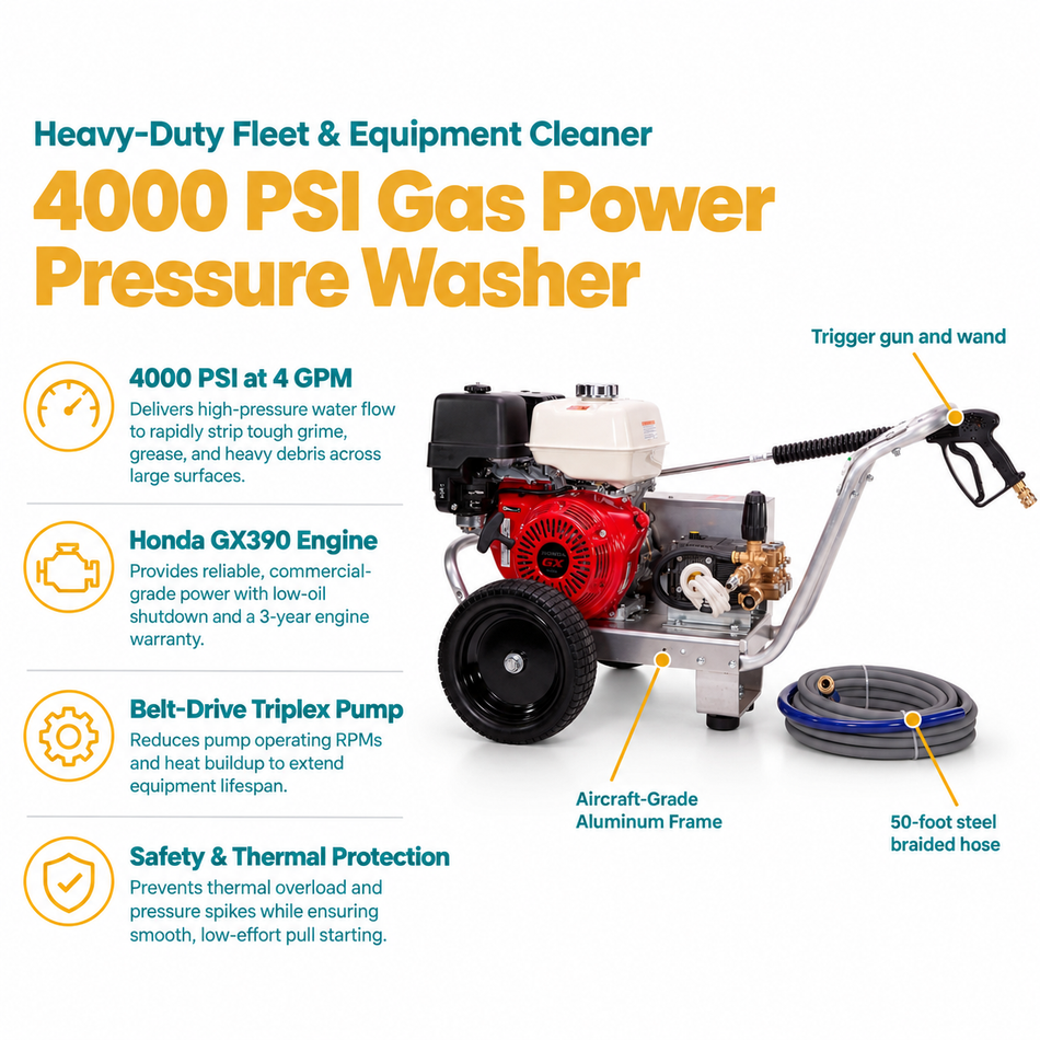 Infographic of the 4000 PSI Gas Power Pressure Washer