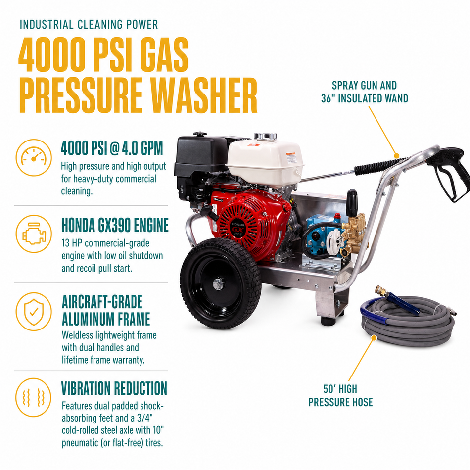 4000 PSI Gas Pressure Washer infographic