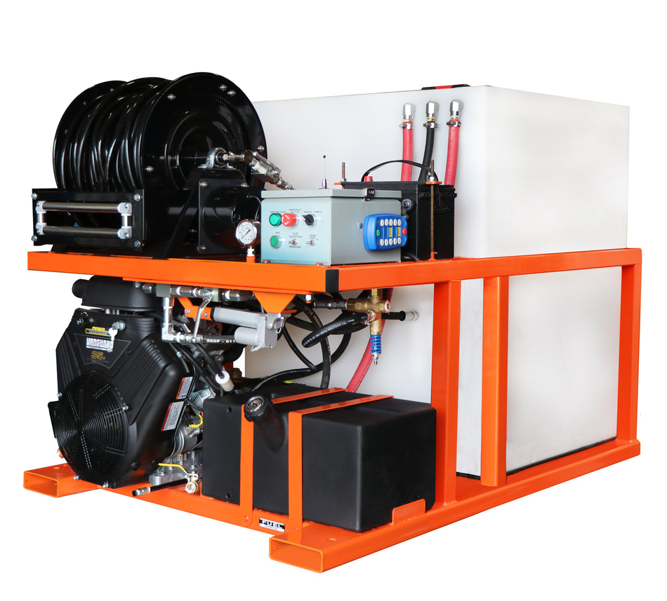 3500 PSI @ 12 GPm Cold Water Jetter With Remote - Gearbox Driven 35 HP