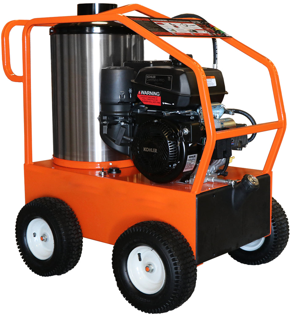 4000 PSI @ 3.5 GPM Commercial Oil Fired Hot Water - Direct Drive 13 HP 12V Pressure Washer