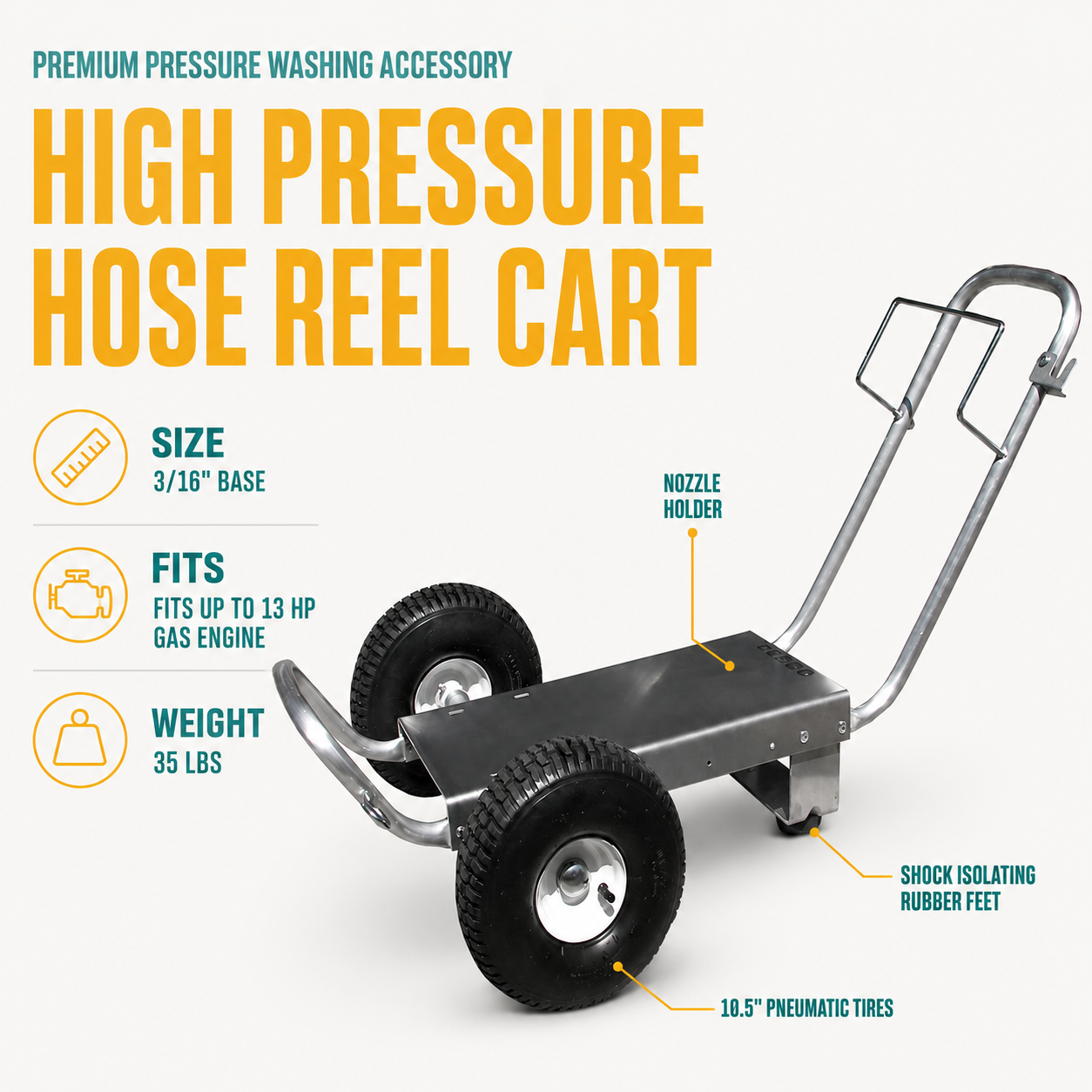 Professional Gear Cart W/ Gun & Hose Rack infographic