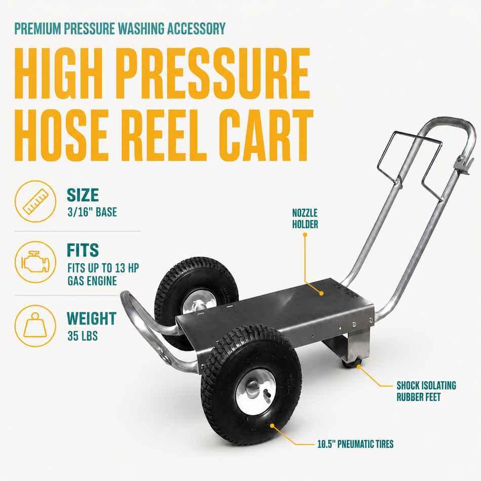 Professional Gear Cart W/ Gun & Hose Rack infographic