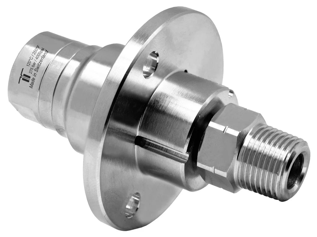 Swivel with flange, Carbide DYF 3/8"NPT F 3/8"NPT M