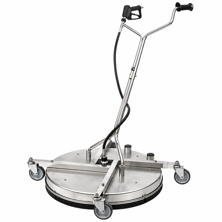 A stainless steel 5000 PSI Mosmatic Surface Cleaner