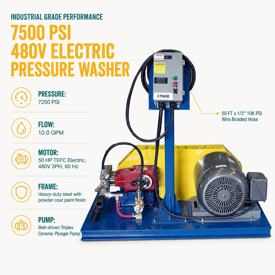 7250 PSI Cold Water Pressure Washer infographic