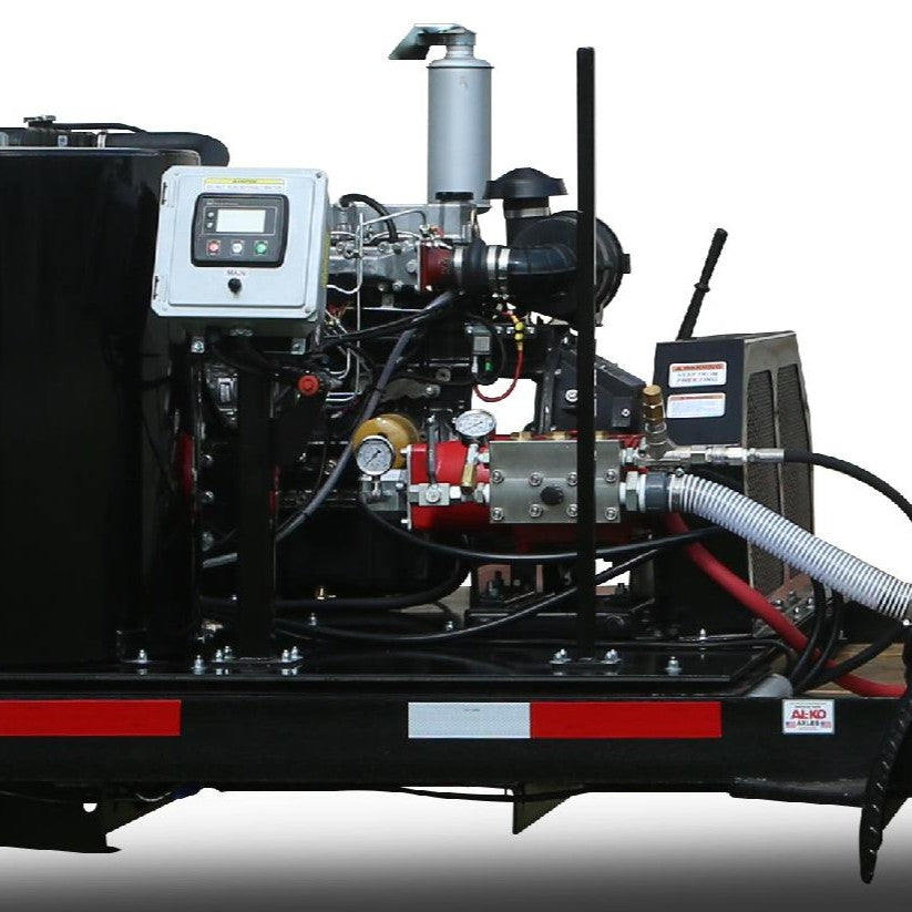 engine of the 3.4 GPM @ 15000 PSI Diesel driven fuel oil fired Cold Water Electric Start Trailer