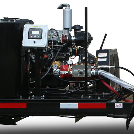 engine of the 3.4 GPM @ 15000 PSI Diesel driven fuel oil fired Cold Water Electric Start Trailer