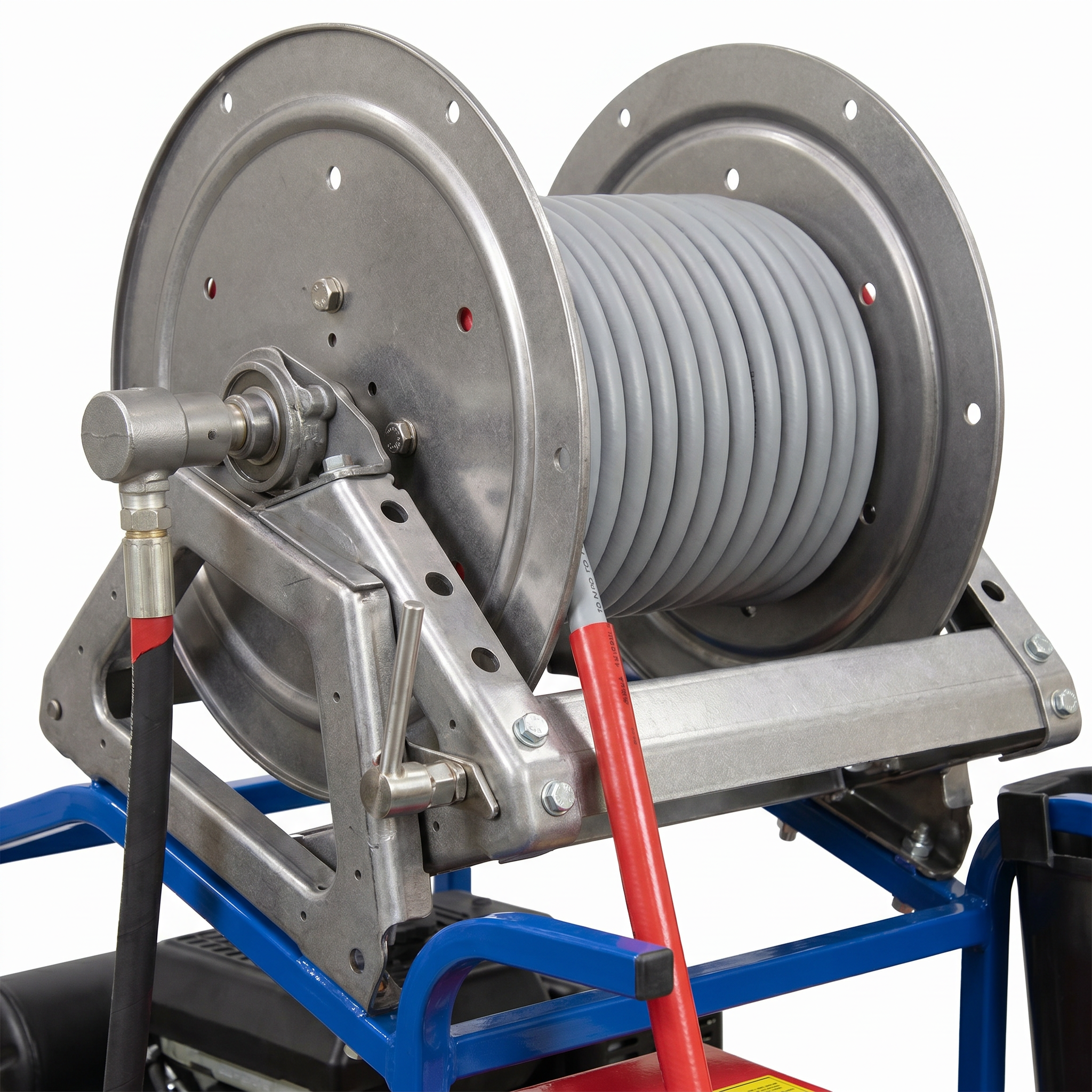 hose reel of the 8000 PSI Gasoline driven Cold Water Electric Start Pressure Washer