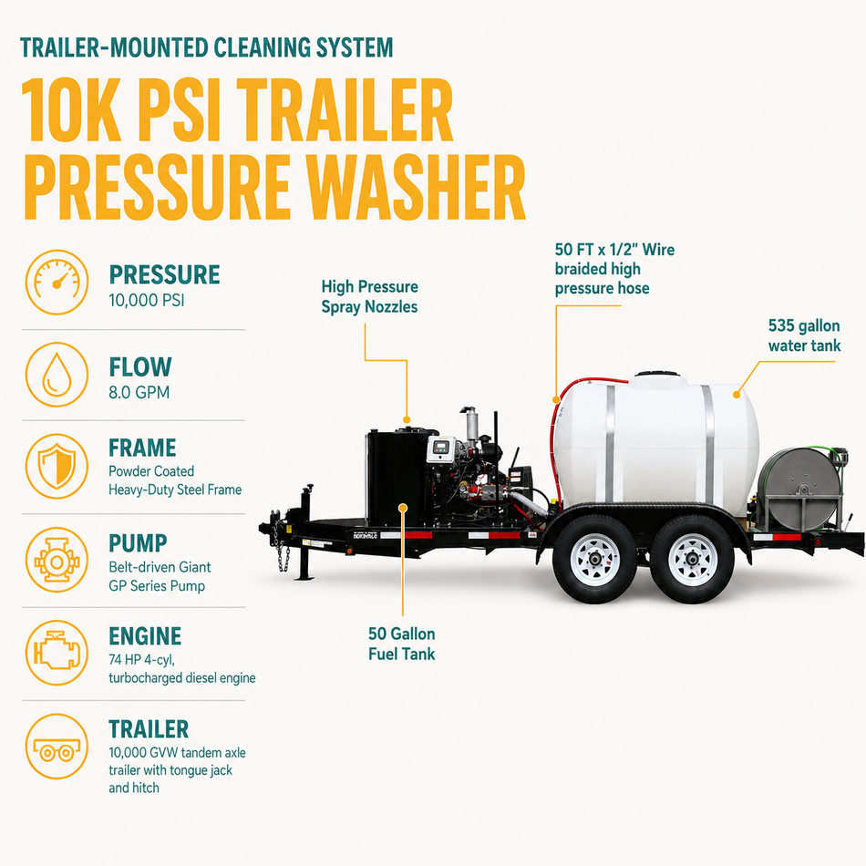 10000 PSI Cold Water Pressure Washer infographic