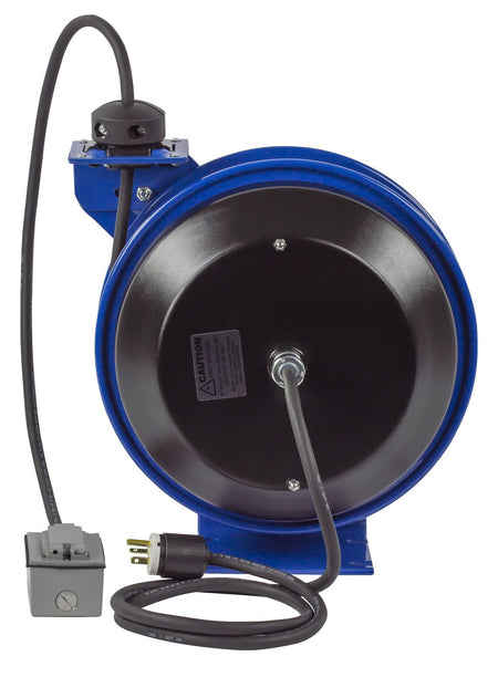 Electrical Cord Reel Duplex GFCI Metal Outlet with Spring Loaded Lid