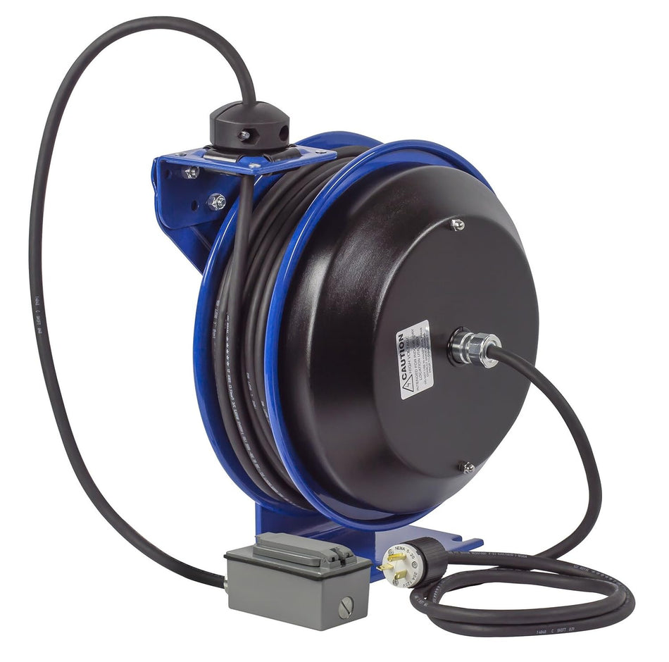 Electrical Cord Reel Duplex GFCI Metal Outlet with Spring Loaded Lid