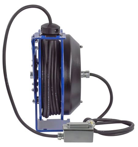 Electrical Cord Reel Duplex GFCI Metal Outlet with Spring Loaded Lid