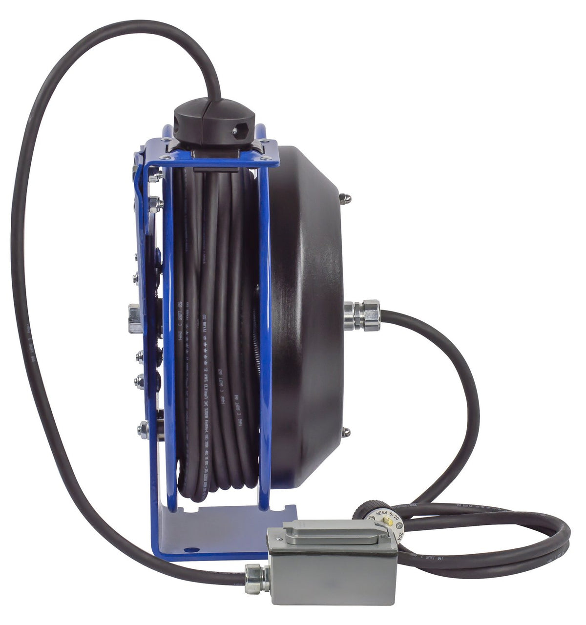 Electrical Cord Reel Duplex GFCI Metal Outlet with Spring Loaded Lid